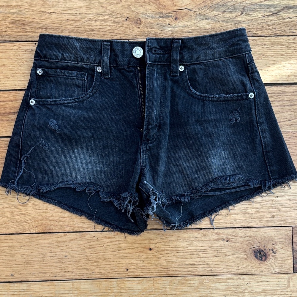 Garage Black Jean Shorts with Frayed Hem